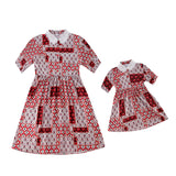 Parent-child printed red dress mother-daughter matching outfit For Mom And Me