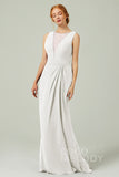 Sheath-Column Floor Length Chiffon Bridesmaid Dress