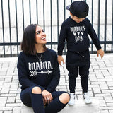Simple round neck long sleeve mother and son sweater