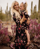 Mother-daughter matching outfit long sleeve floral print dress