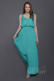 Sheath-Column Floor Length Chiffon Bridesmaid Dress