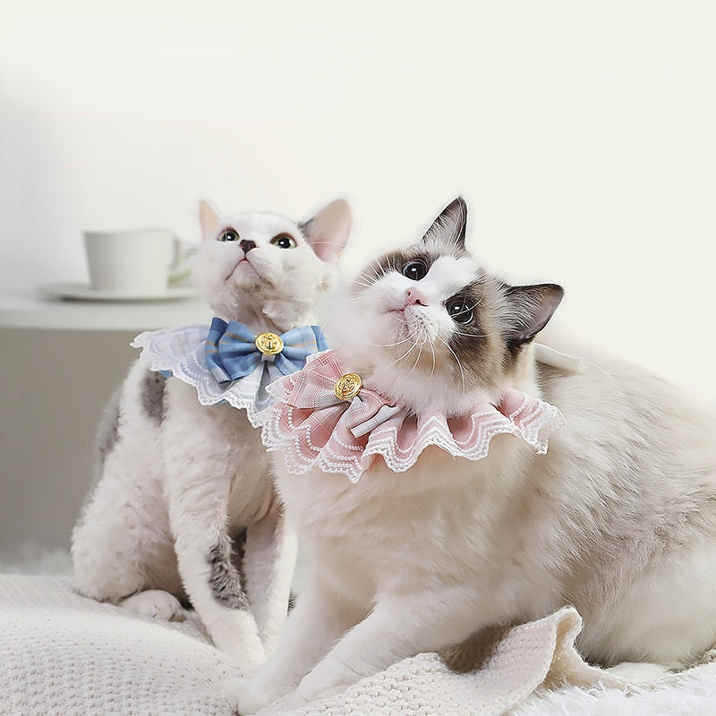 New pet JK plaid saliva towel universal cat dog food scarf pet dog cat bib