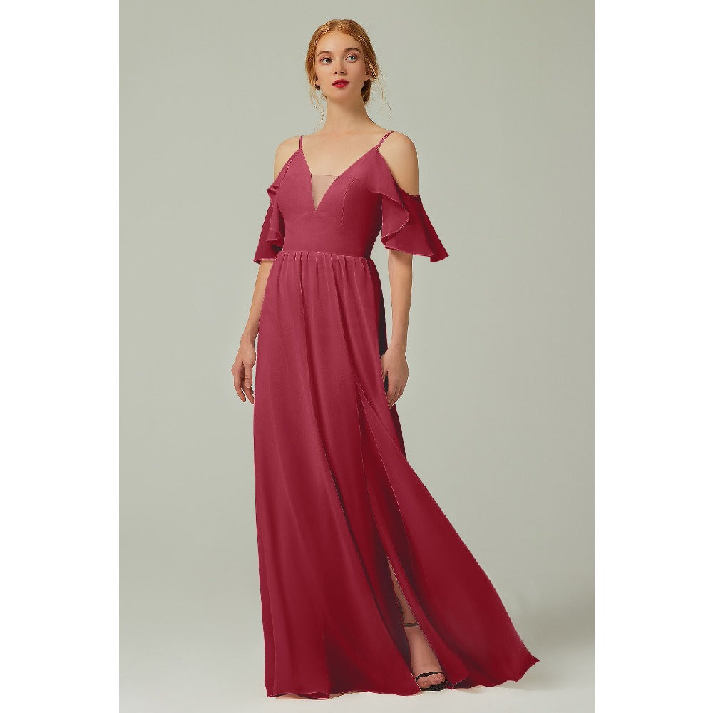 A-Line Floor Length Chiffon Bridesmaid Dress CB0236