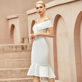Elegant Dresses Off Shoulder Bodycon Bandage All White Dresses