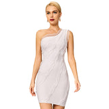 Mini White Lace Bandage Dress For Women Sexy Ruffles One Shoulder Wedding  Outfits Party Dresses