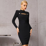 Women Bandage Dress Sexy Hollow Out Black Club Celebrity Evening Runway Party Dresses