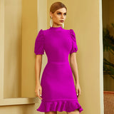 Women Bodycon Bandage Dress Sexy O Neck Short Sleeve Evening Runway Party Outfits Dress