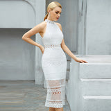 Lace Sleeveless Maxi Dress For Women Sexy Hollow Out Wedding Party Female Casual Dresses