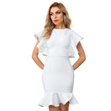 Women Bodycon Bandage Dress Sexy Ruffles Trumpet Mini Female Evening dress