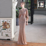 Women's Plus Size Dress New Fashion Boat Neck Sequined Evening Dress