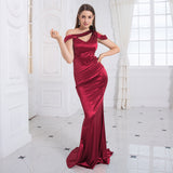 Women Sexy Hollow Out Off the Shoulder Elegant Long Evening Dress