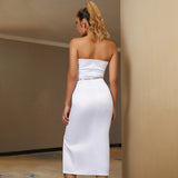 Strapless White Fashion Dress Women Sexy Sleeveless Elegant Outwear Dress