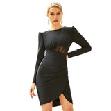 Women Bandage Dress Sexy Lace See Through Black Mini Club Party Evening Casual Dress
