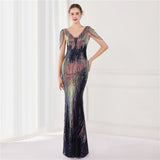 Women's Plus Size Dress New Design Floor-length Sleeveless V-neck Sequin Evening Dress