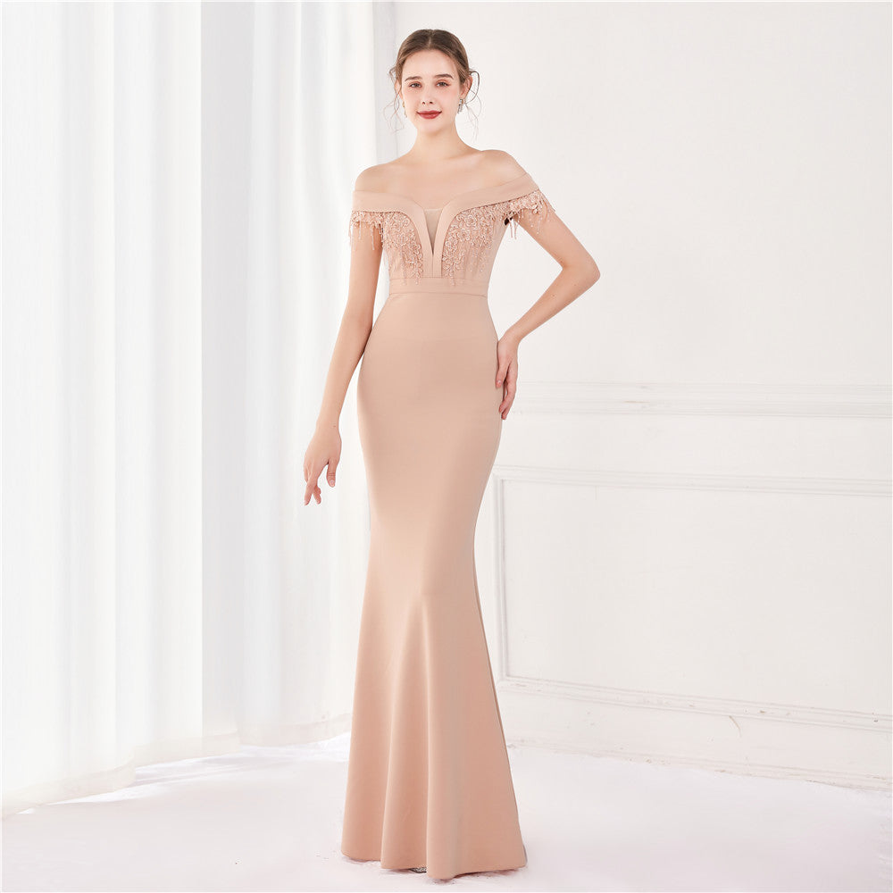Women Elegant Formal Sleeveless  Slim Fit V Neck  Evening Dress Formal Long Evening Dress