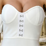 Women bodycon bandage dresses Short sleeve white dress for party