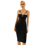Spaghetti Strap Bandage Dress For Women Sexy Hollow Out Evening Club Celebrity Runway Party Female Midi Dress