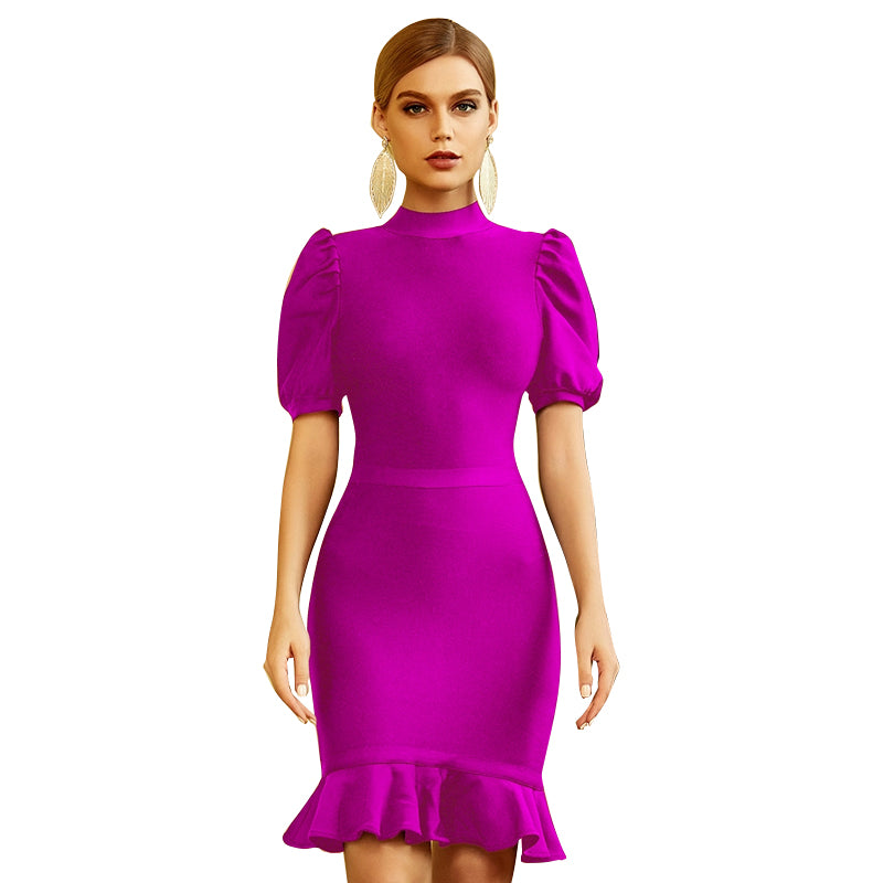 Women Bodycon Bandage Dress Sexy O Neck Short Sleeve Evening Runway Party Outfits Dress