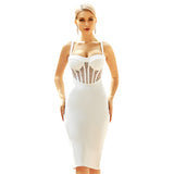 White Lace Insert Bandage Clothing Spaghetti Strap Fashion Dresses