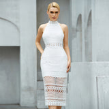Lace Sleeveless Maxi Dress For Women Sexy Hollow Out Wedding Party Female Casual Dresses