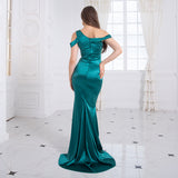 Women Sexy Hollow Out Off the Shoulder Elegant Long Evening Dress