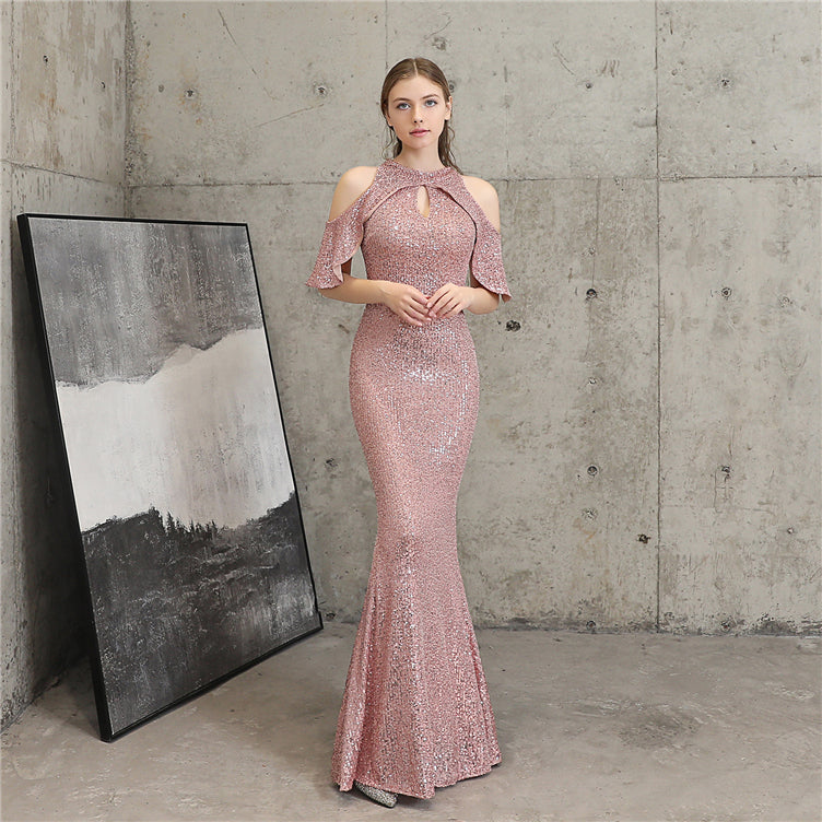 Women Luxurious Sequin Evening Gown  Prom Dress