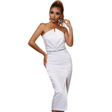 Strapless White Fashion Dress Women Sexy Sleeveless Elegant Outwear Dress