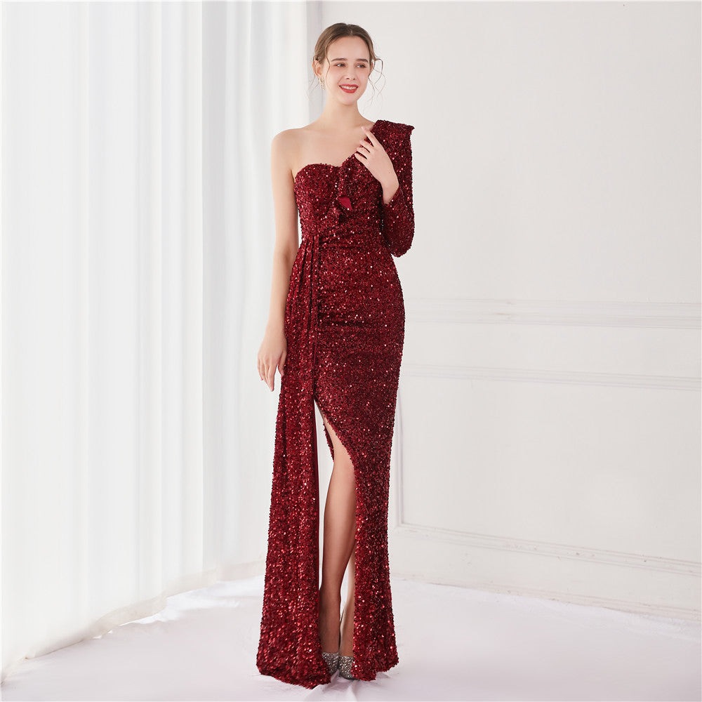 New Fashion Women's Sexy Sequin Evening Dresses Sexy Long Party Dress