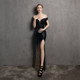 Ladies Sequin Evening Dress Sexy Long Party Dress