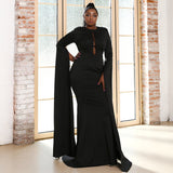 Plus Size Long Sleeve Floor Length Party Dresses Evening Dresses