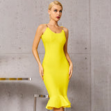 Women Sexy Trumpet Bandage Dress Ruffles Evening Club Party Female Outfit Casual Dress