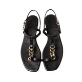 Women's plus size texture chain flat flip-flops sandals