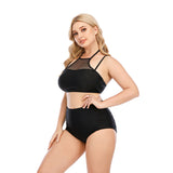 Sexy black swimsuit plus size women's strap bikini