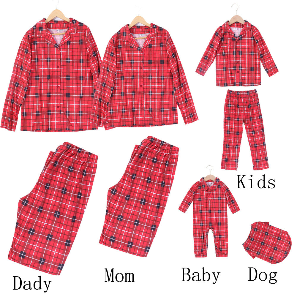 Family Matching new plaid suit parent-child pajamas with dog style