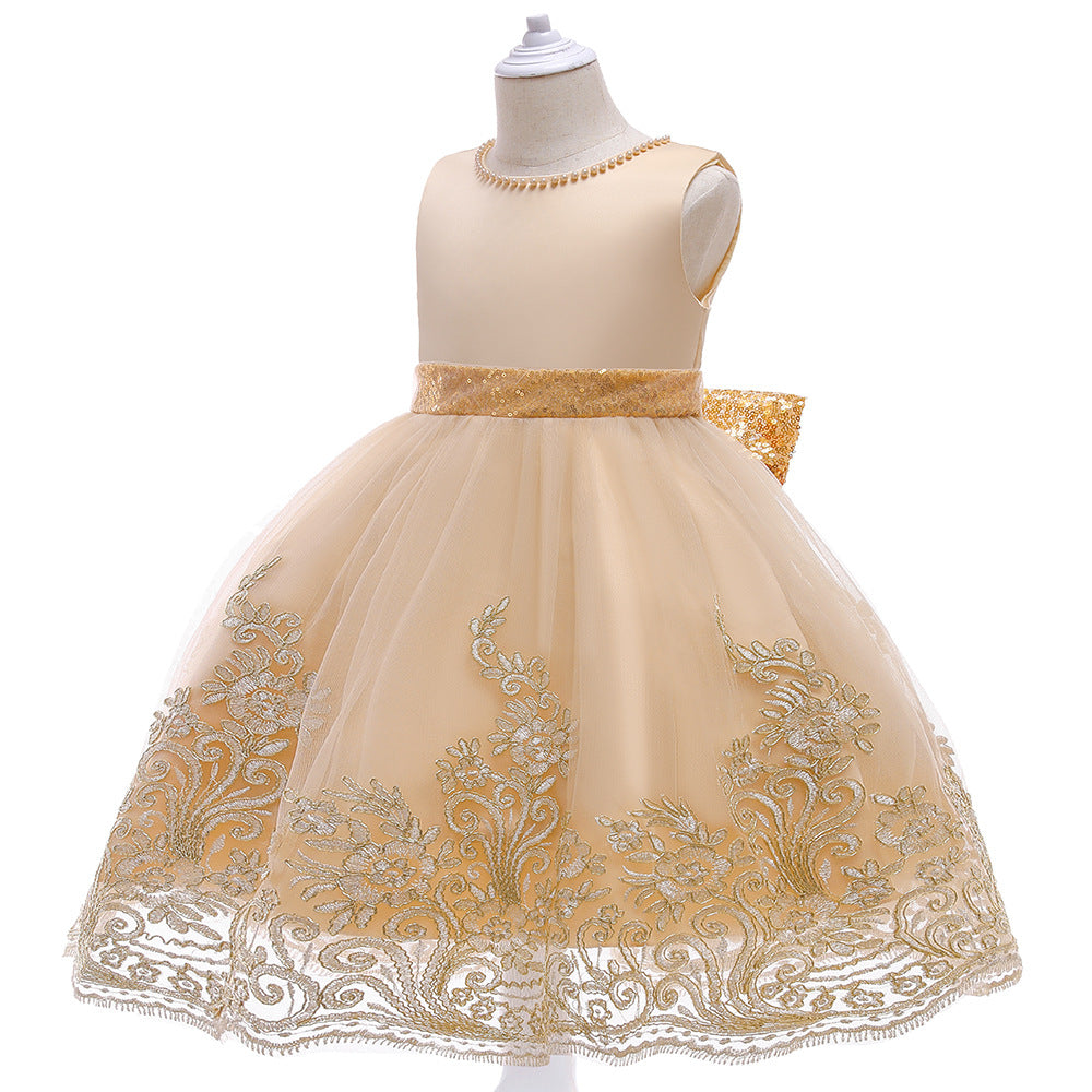 New Girl's Dress Embroidered Gauze Pompous Skirt Girl's Dress Children's Performance Dress