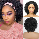 Headband hair band wig African women's black fluffy short curly chemical fiber wig headband kinky curly