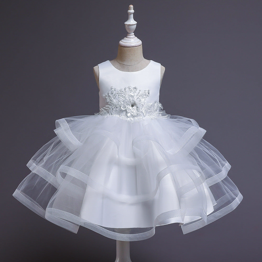 New Girl Princess Dress Embroidered Gauze Cake Dress Children's Dress Piano Performance Dress