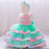 New Girl Dress Flower Cake Pompous Skirt First Year Baby Dress Children's Runway Dress