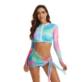 Short top surfing suit sun protection women's swimsuit Three-Piece Set