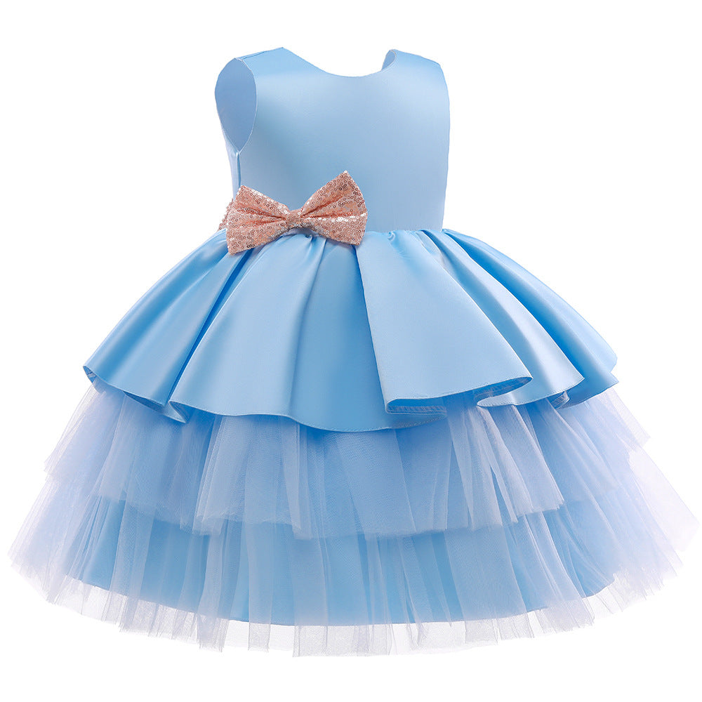 New Children's Dress Cake Princess Dress Big Bow Flower Girl Dress