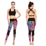 Yoga clothes vest top printed tights