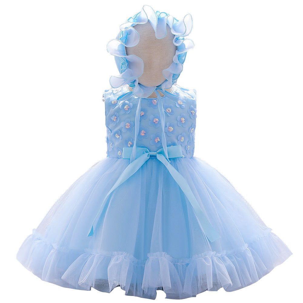 New Children's Dress Sequined Embroidered Baby Dress First Year Baby Princess Dress Birthday Dress