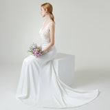 Trumpet Sweep-Brush Train Lace Tulle Wedding Dress