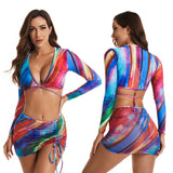 Colorful surfing suit sexy split swimsuit Three-Piece Set