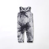 Printed rib parent-child dress round neck tie-dye dress