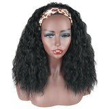 Black wig with long curly Headband