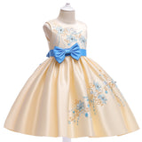 New Girl's Dress Princess Skirt Embroidered Bow Dress