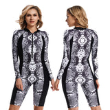 Women's One-piece snake print surfing suit long sleeve sunscreen swimsuit