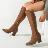 Women's thigh boot fashion sleeve chunky heel high heel boots