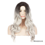 Female gradually changing color medium split long curly hair wig chemical fiber mechanism headgear wigs
